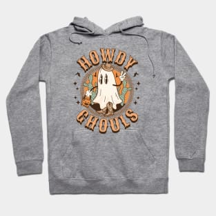 Howdy Ghouls Western Halloween Ghost Spooky Season Retro Hoodie